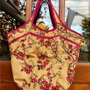 Lucky Brand Floral Canvas Tote - Red and Tan